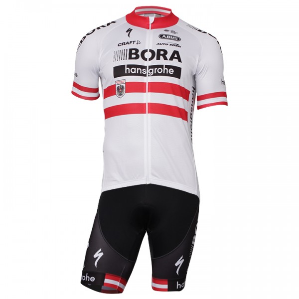 2017-2018 Bora Hansgrohe Österreichischer Meister Fahrradbekleidung Radtrikot Satz Kurzarm+Kurz Radhose