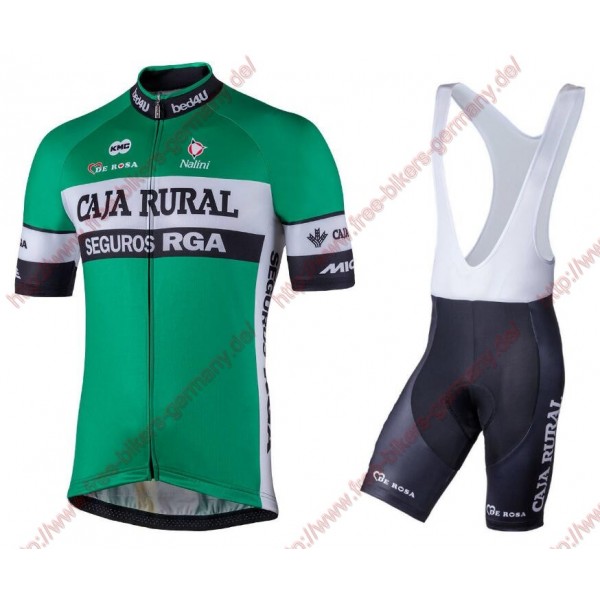 Radsport Caja Rural 2018 Radbekleidung Satz Trikot Kurzarm+Trägerhosen Set