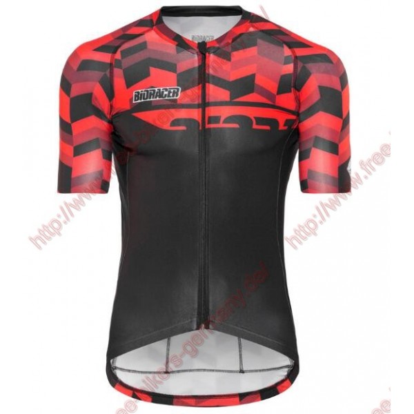 Radsport Bioracer Spitfire Fishbone Rot 2018 Trikot Kurzarm