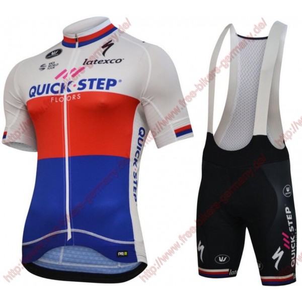 Radsport Quick Step Floors 2018 Czech champion Radbekleidung Satz Trikot Kurzarm+Trägerhosen Set