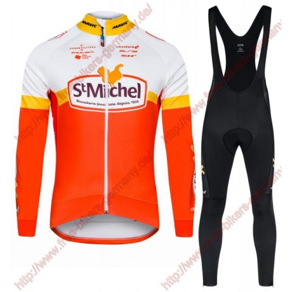 Radsport SAINT MICHEL AUBER 93 Pro Fahrradbekleidung Trikot Langarm+Lang Trägerhose