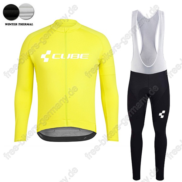 Profiteam 2018 Cube gelb winter thermal fleece Fahrradbekleidung Trikot Langarm+Lang Trägerhose