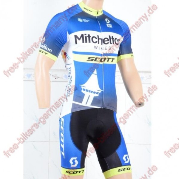 Profiteam 2018 Mitchelton Scott blau Fahrradbekleidung Trikot Kurzarm+Radhose