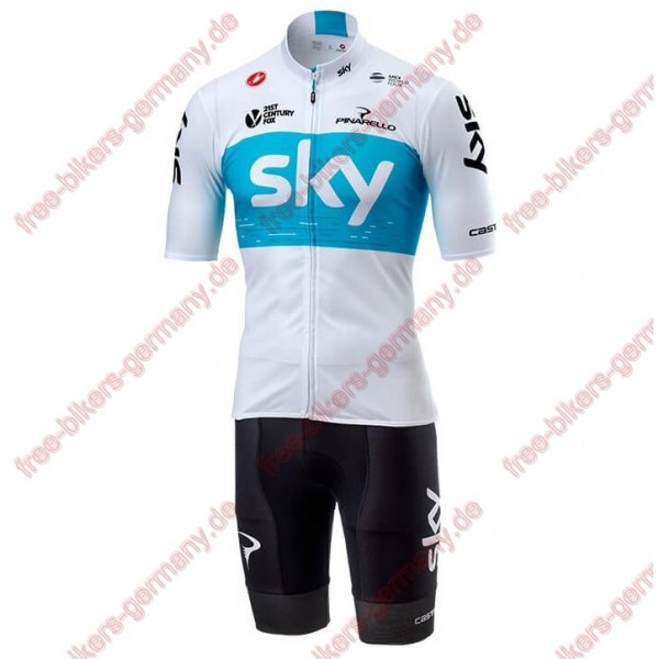 Profiteam 2018 TEAM SKY Weiß Fahrradbekleidung Trikot Kurzarm+Radhose