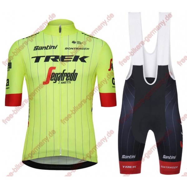 Profiteam 2018 Trek Segafredo fluo gelb Radbekleidung Satz Trikot Kurzarm+Trägerhosen Set