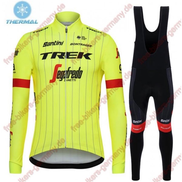 Profiteam 2018 Trek Segafredo thermique fluo gelb Fahrradbekleidung Trikot Langarm+Lang Trägerhose