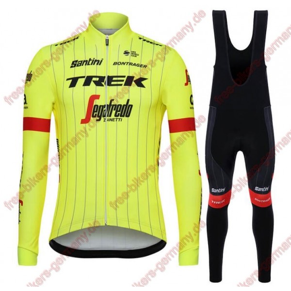 Profiteam 2018 Trek Segafredo fluo gelb Fahrradbekleidung Trikot Langarm+Lang Trägerhose