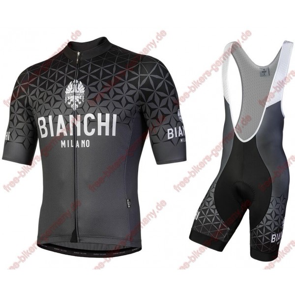 Profiteam 2018 Bianchi Milano schwarz Radbekleidung Satz Trikot Kurzarm+Trägerhosen Sets 62566XF