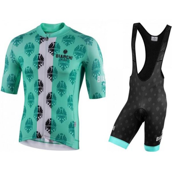 Fahrradbekleidung Radsport 2020 BIANCHI MILANO Roncaccio Trikot Kurzarm Outlet+Palizzi Trägerhosen Set Grün