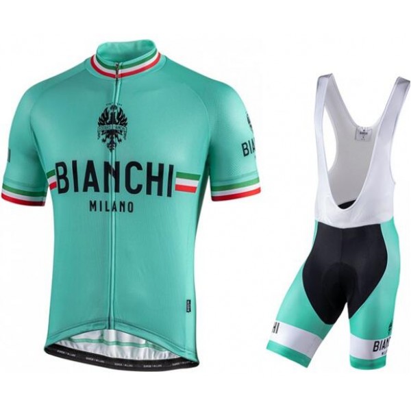 Fahrradbekleidung Radsport 2020 BIANCHI MILANO Isalle Trikot Kurzarm Outlet+Pelau Trägerhosen Set Grün