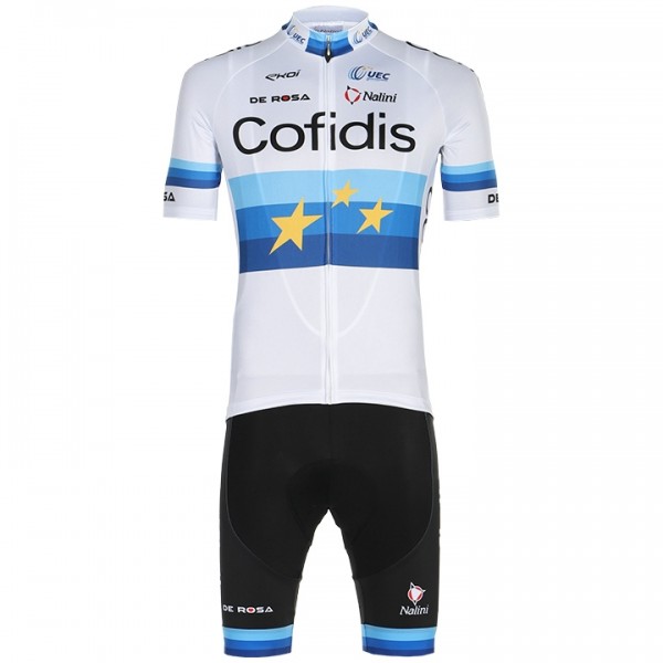 Fahrradbekleidung Radsport 2020 COFIDIS EU Champion Elia Viviani Radbekleidung Satz Trikot Kurzarm+Fahrradhose Set Outlet