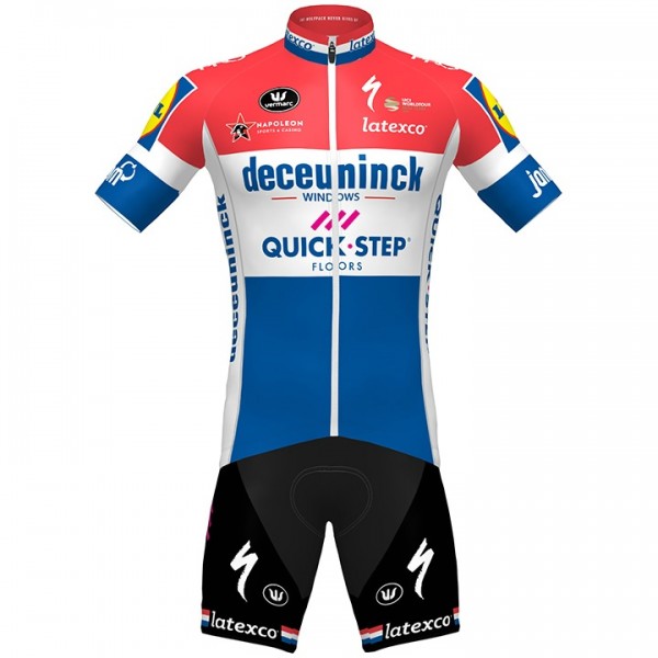 Fahrradbekleidung Radsport 2020 DECEUNINCK QUICK-STEP Dutch Champion Radbekleidung Satz Trikot Kurzarm+Fahrradhose Set Outlet