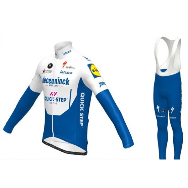 Fahrradbekleidung Radsport 2020 DECEUNINCK QUICK-STEP Trikot Langarm+ Trägerhosen Set