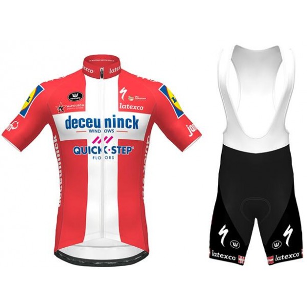 Fahrradbekleidung Radsport 2020 DECEUNINCK QUICK-STEP Danish Champion Radbekleidung Satz Trikot Kurzarm+Trägerhosen Set Outle