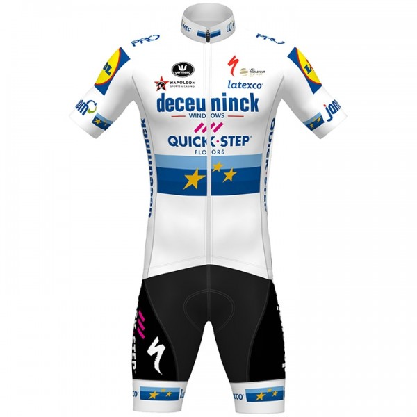 Fahrradbekleidung Radsport 2020 DECEUNINCK QUICK-STEP European Champion Radbekleidung Satz Trikot Kurzarm+Fahrradhose Set Outl