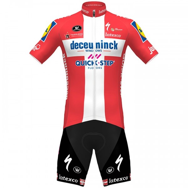 Fahrradbekleidung Radsport 2020 DECEUNINCK QUICK-STEP Danish Champion Radbekleidung Satz Trikot Kurzarm+Fahrradhose Set Outlet