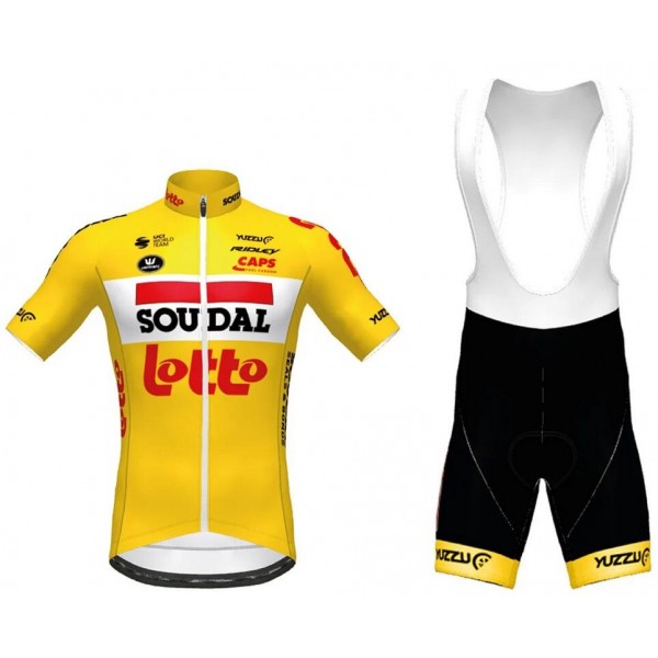 Fahrradbekleidung Radsport 2020 Lotto Soudal TdF Radbekleidung Satz Trikot Kurzarm+Trägerhosen Set Outlet Gelb E4IMG