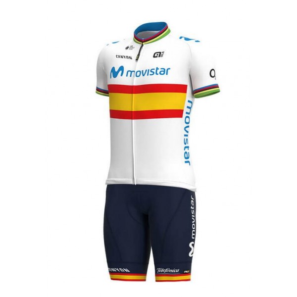 Fahrradbekleidung Radsport 2020 MOVISTAR TEAM Spanish Champion Radbekleidung Satz Trikot Kurzarm+Trägerhosen Set Outlet ZL4N