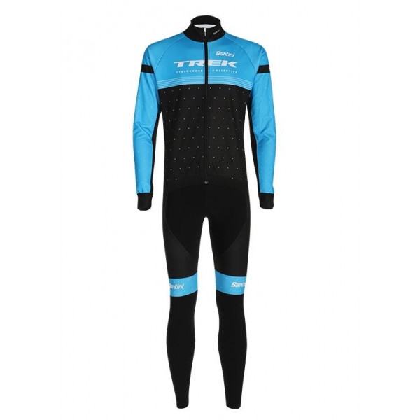 Fahrradbekleidung Radsport 2020 TREK FACTORY RACING CXC Set Radbekleidung Trikot Langarm+ Trägerhosen Blau LJH36