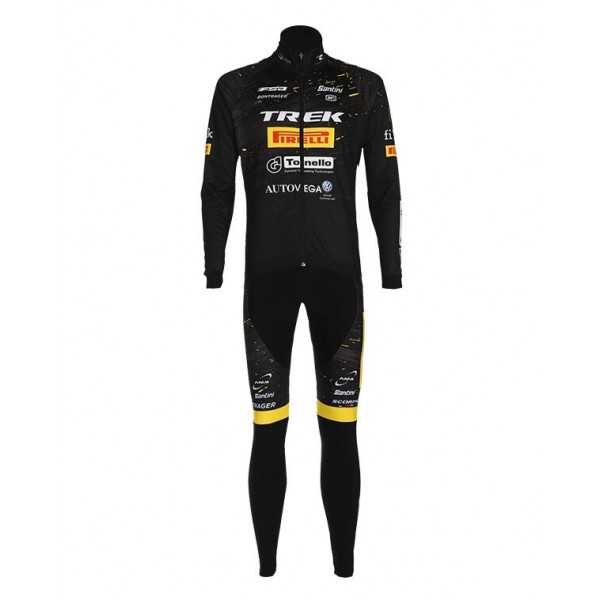 Fahrradbekleidung Radsport 2020 TREK PIRELLI Set Radbekleidung Trikot Langarm+ Trägerhosen Schwarz TYS4U