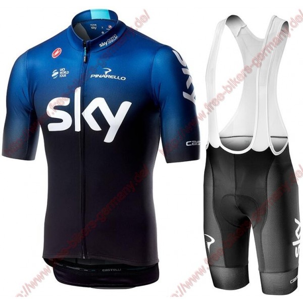 Profiteams TEAM SKY 2019 Radbekleidung Satz Trikot Kurzarm+Trägerhosen Set Outlet