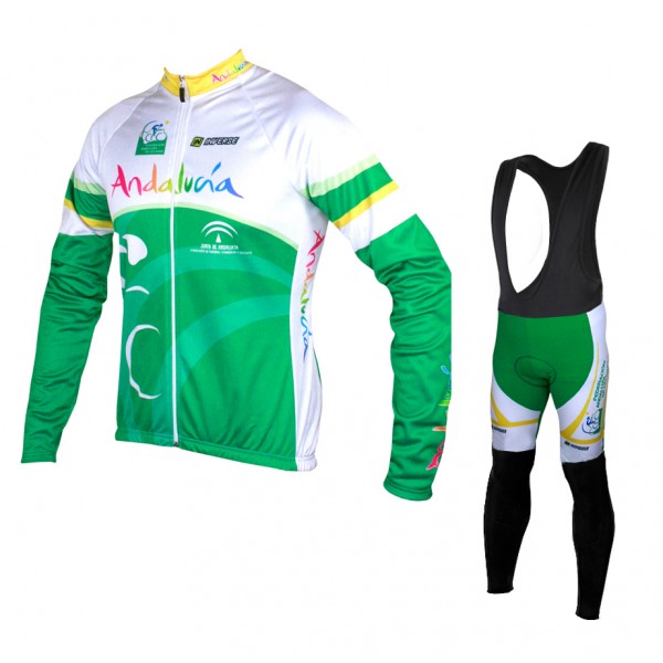 2015 Andalucia Fahrradbekleidung Radtrikot Satz Langarm und Lange Trägerhose ISSC575