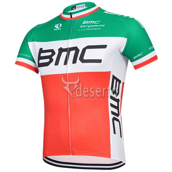 2015 BMC Radtrikot Kurzarm Rot und Grün FQZM940