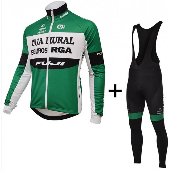 2015 Caja Rural Fahrradbekleidung Radtrikot Satz Langarm und Lange Trägerhose KMZA425