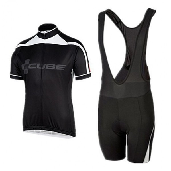 2015 Cube schwarz Weiß Fahrradbekleidung Satz Fahrradtrikot Kurzarm Trikot und Kurz Trägerhose OSDD845