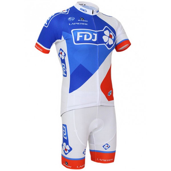 2015 FDJ Radbekleidung Radtrikot Kurzarm und Fahrradhosen Kurz IMFH948