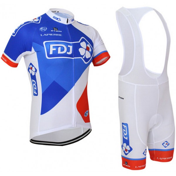 2015 FDJ Fahrradbekleidung Satz Fahrradtrikot Kurzarm Trikot und Kurz Trägerhose PPTS337