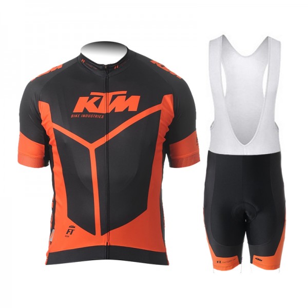 2015 KTM Proteam Schwarz orange Fahrradbekleidung Satz Fahrradtrikot Kurzarm Trikot und Kurz Trägerhose BEDS411