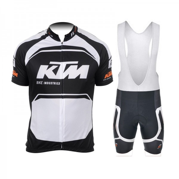 2015 KTM Proteam Schwarz Weiß Fahrradbekleidung Satz Fahrradtrikot Kurzarm Trikot und Kurz Trägerhose SSPS244