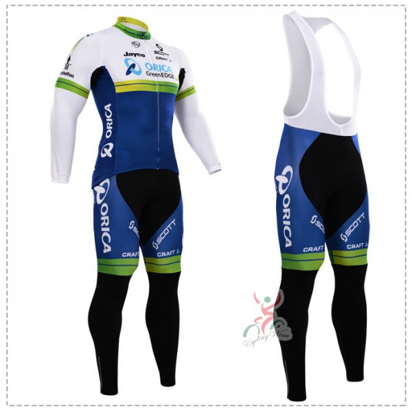 2015 Orica Greenedge Fahrradbekleidung Radtrikot Satz Langarm und Lange Trägerhose YAMD756