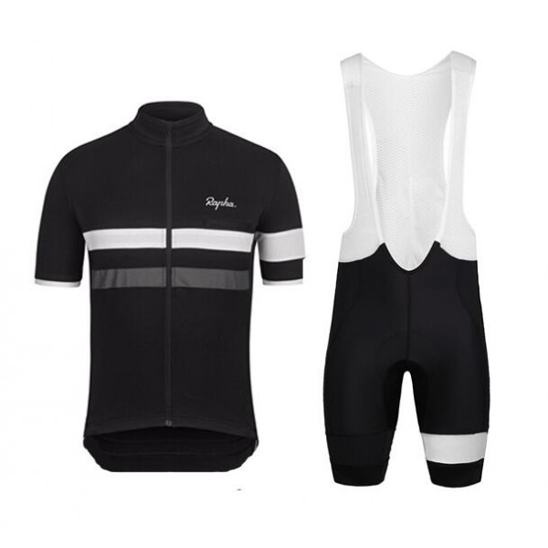 2015 Rapha Schwarz Fahrradbekleidung Satz Fahrradtrikot Kurzarm Trikot und Kurz Trägerhose IMDK588