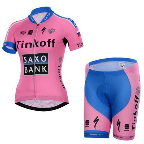 2015 Tinkoff Saxo Bank Damen Radbekleidung Radtrikot Kurzarm und Fahrradhosen Kurz GNFU461