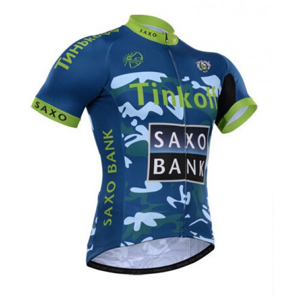 2015 Tinkoff Saxo Bank Camouflage Blau Radtrikot Kurzarm SCPK716