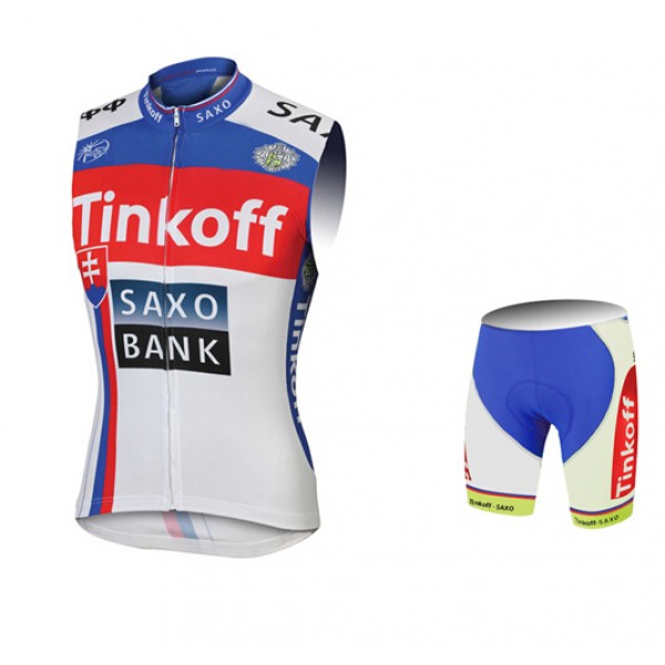 2015 Saxo bank Tionkff blau ärmelloses Trikot und Kurz Radhose XZAJ991