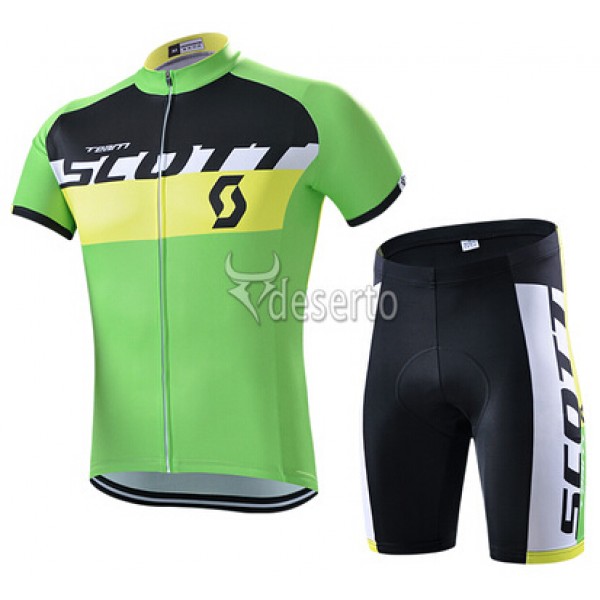 2015 Scott Radbekleidung Radtrikot Kurzarm und Fahrradhosen Kurz Grün VPBC399