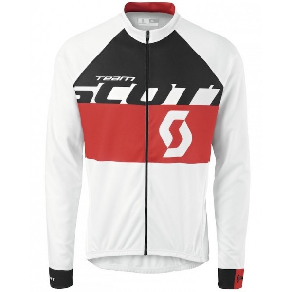 2015 Team Scott Weiß/Schwarz/Rot Radtrikot Langarm WKRD576