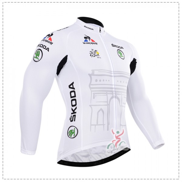 2015 Tour de France Fahrradtrikot Langarm Blanc APWN102