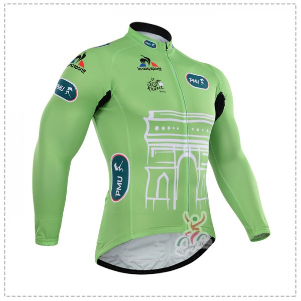 2015 Tour de France Fahrradtrikot Langarm vert MKQS289