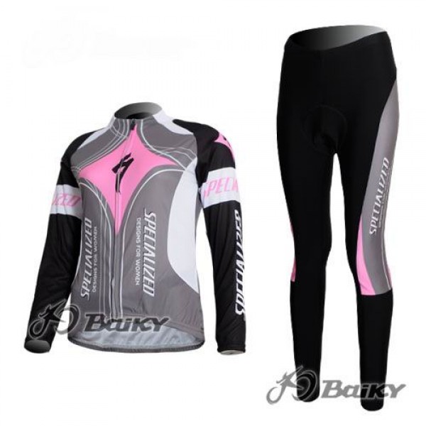 Specialized Pro Team Lang Radhose Fahrradtrikot Langarm Kits Rosa Grau Damen LOZD898