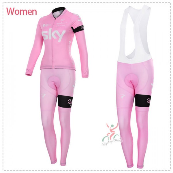 2015 Damen Sky Fahrradbekleidung Radtrikot Satz Langarm und Lange Fahrradhose YZBA152