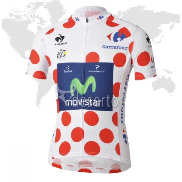 Movistar Tour de France Gepunktetes Trikot Radtrikot Kurzarm ALBR820