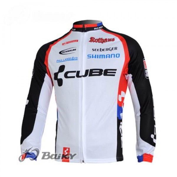 Cube Fintro Pro Team Fahrradtrikot Langarm Weiß Schwarz GQBV600