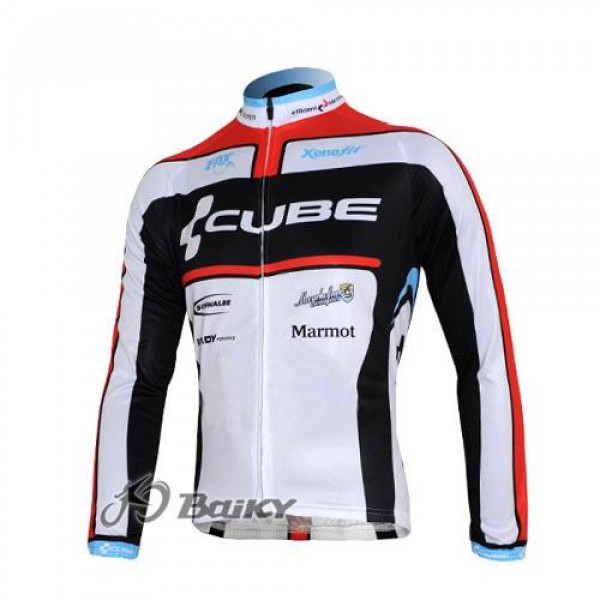 Cube Fintro Pro Team Fahrradtrikot Langarm Weiß Schwarz Rot NTZK854