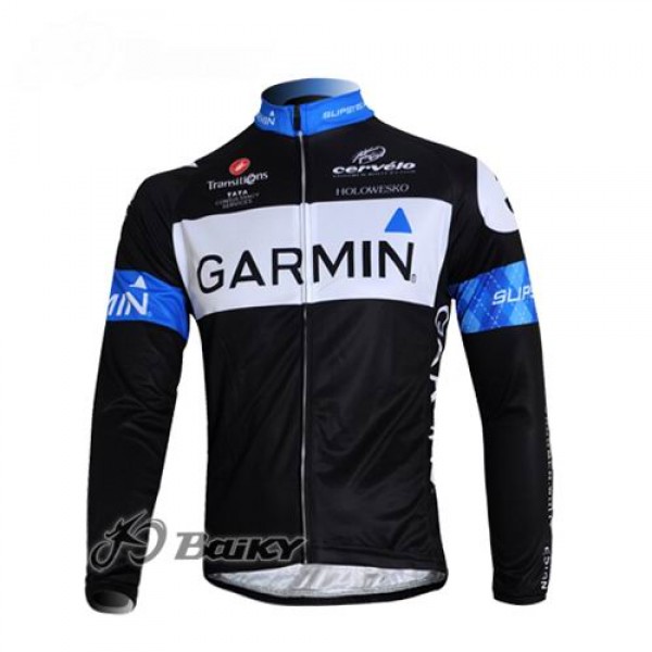 Garmin Barracuda Pro Team Fahrradtrikot Langarm Schwarz Blau QGFB755