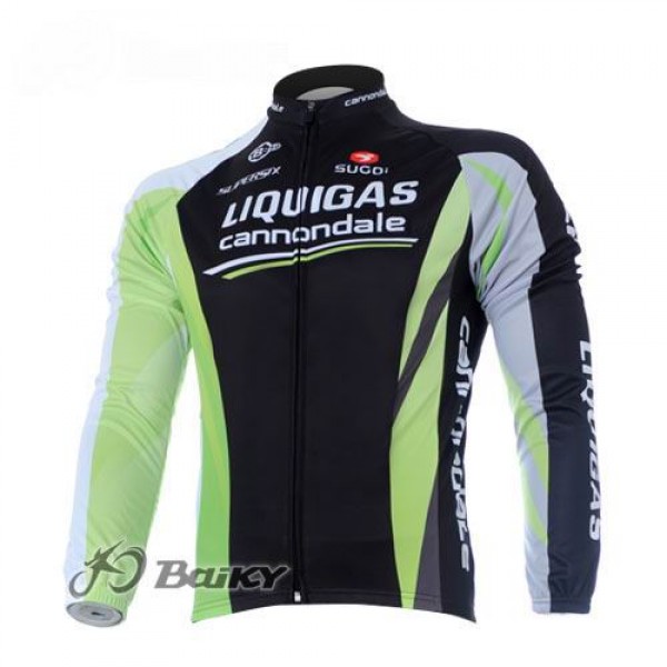 Liquigas Cannondale Pro Team Fahrradtrikot Langarm Schwarz Grün XPUV714