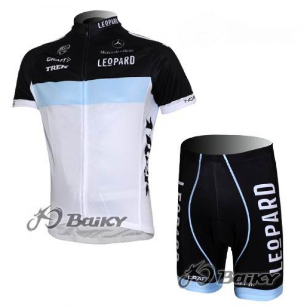 Leopard Trek Pro Team Radbekleidung Radtrikot Kurzarm und Fahrradhosen Kurz Schwarz Blau Weiß JTTD432